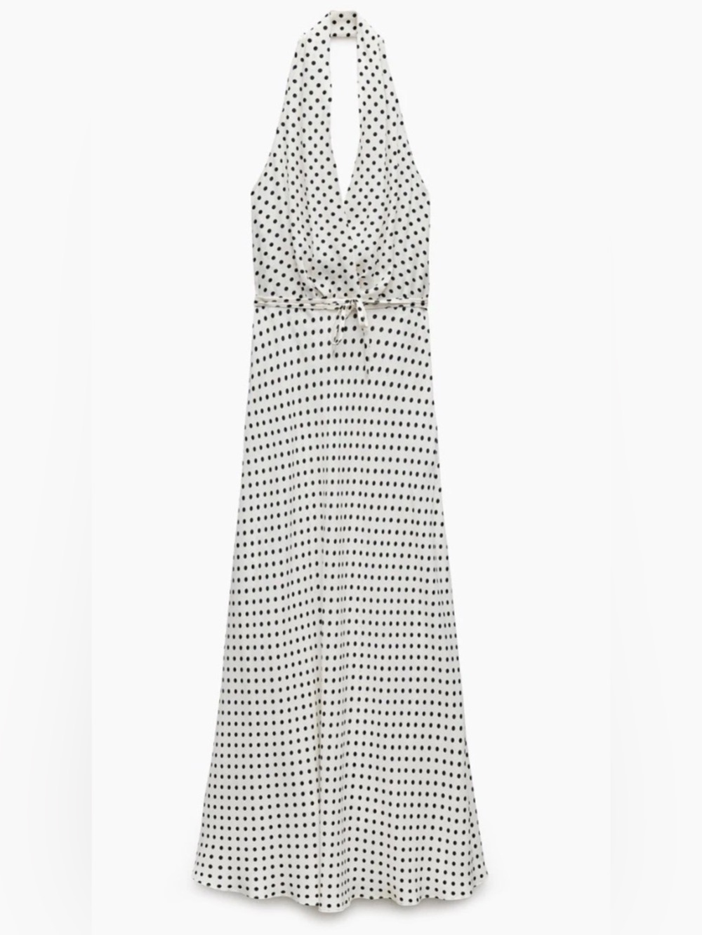 Zara ZW Polka Dot Halter Midi Dress in White & Black Like New